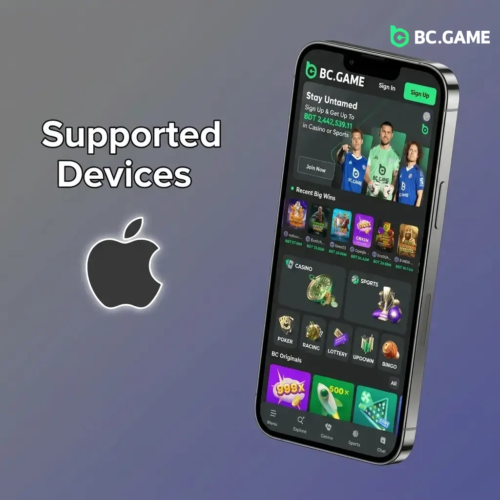 Apple devices compatible with BC Game PWA including iPhone SE, iPhone 11 to 15 series, iPad Air and iPad Mini models