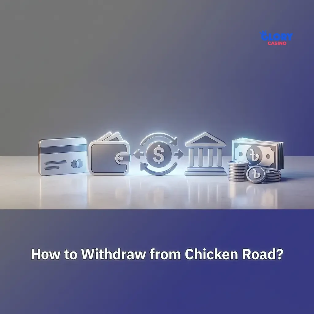 Glory Casino Chicken Road withdrawal steps showing cashier options for bKash, Nagad, card, and crypto payments