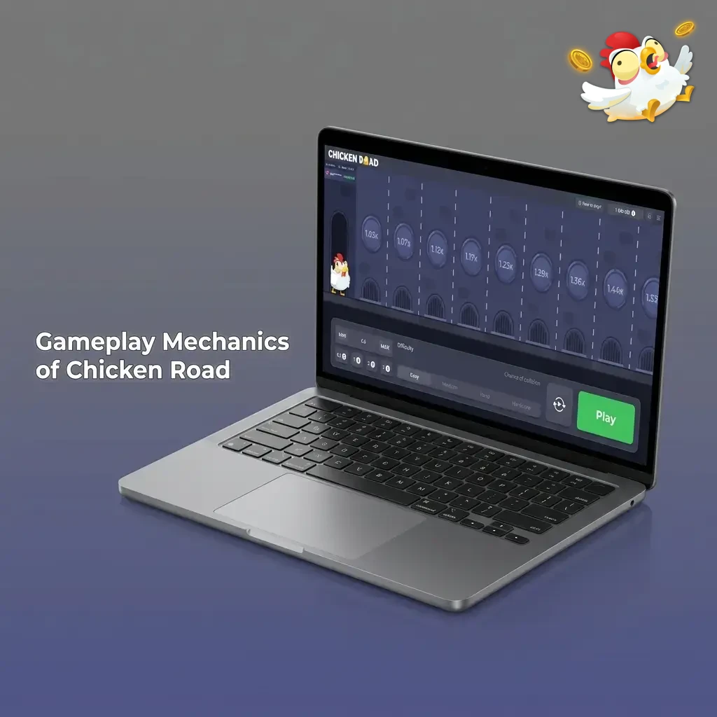 Chicken Road game gameplay showing chicken crossing fiery ovens with increasing multipliers and cashout controls