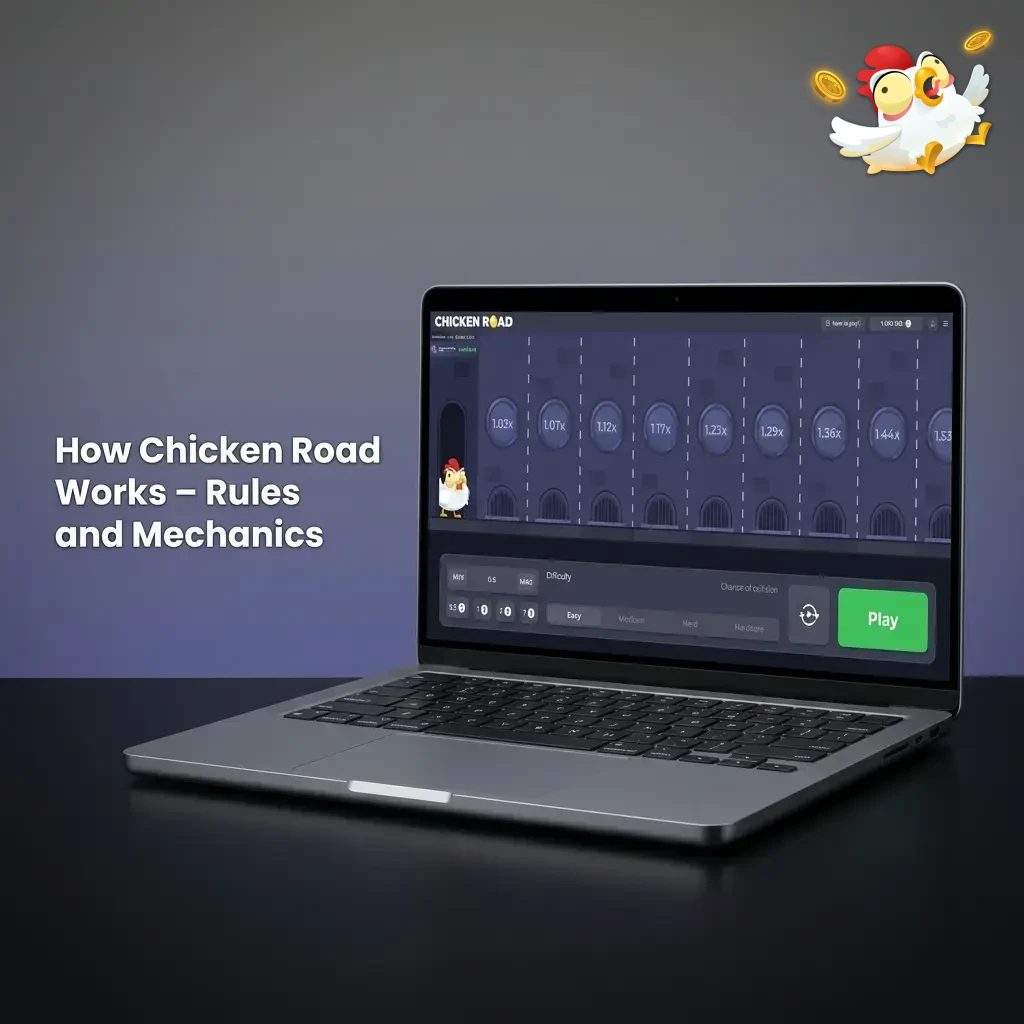 Chicken Road arcade game mechanics showing chicken crossing frying pans with rising multipliers and cashout options