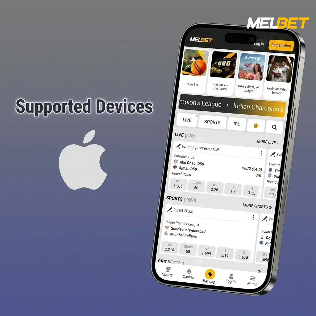 List of supported Apple devices for Chicken Road on Melbet mobile, including iPhones and iPads running iOS 12 or later