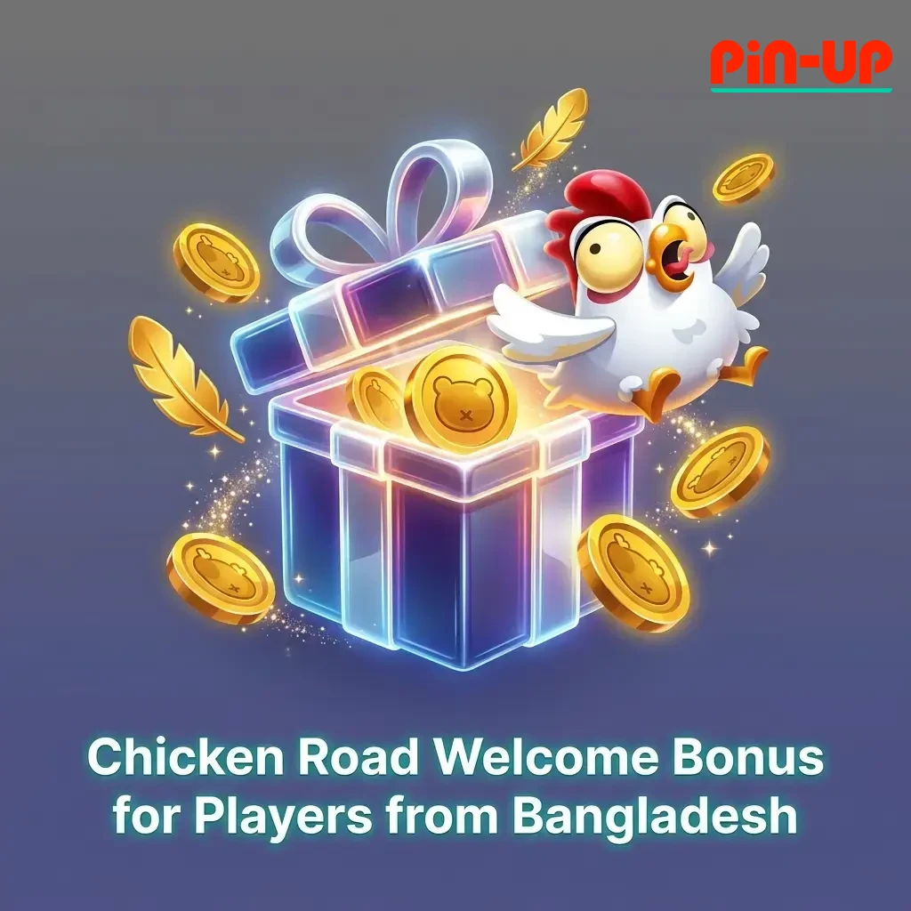 Pin-Up welcome bonus 125% up to INR 25,000 for Chicken Road players in Bangladesh, min deposit INR 300