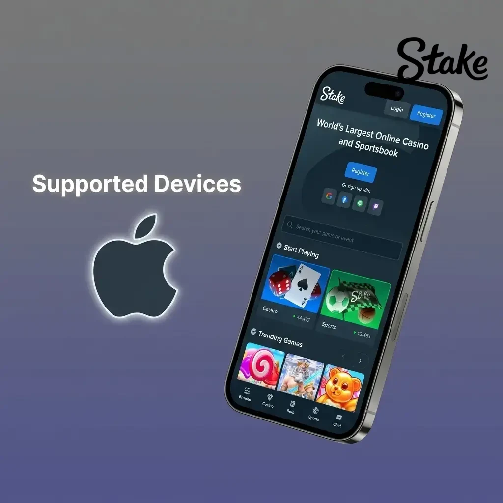 Supported Apple iOS devices for Stake.com app including iPhone and iPad models running iOS 12 or later